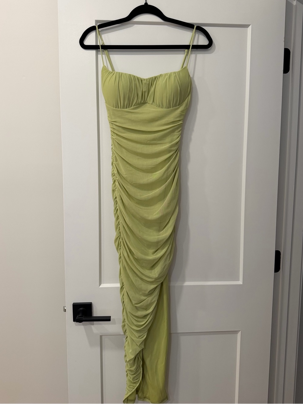 Ruched Bodycon Dress in Light Lime